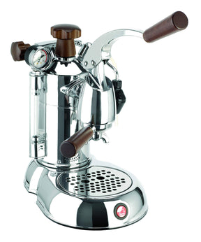 La Pavoni PSW-16 Stradivari Espressomaschine mit Hebel für 16 Tassen | Chrom-Finish mit Holzgriffen | 38-Unzen-Kessel für 16 Tassen | Doppeltes Aufschäumsystem und Kolbenhebel-Design | Hergestellt in Italien | Für Zuhause und Cafés