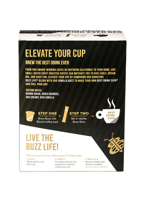 Better Buzz Best Drink Ever Vanilla Latte Single Serve Coffee Maker Kit 24ct.,12 Medium Roast Coffee Pods (Buzz Life) & 12 Vanilla Coffee Creamer Powder Stick Packs (Vanilla Buzz), K-Cup Compatible