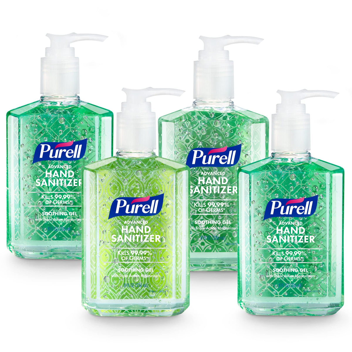 PURELL Advanced Handdesinfektions-Beruhigungsgel, frischer Duft, 8 fl oz Pumpflasche (4er-Pack), 9674-06-ECDECO