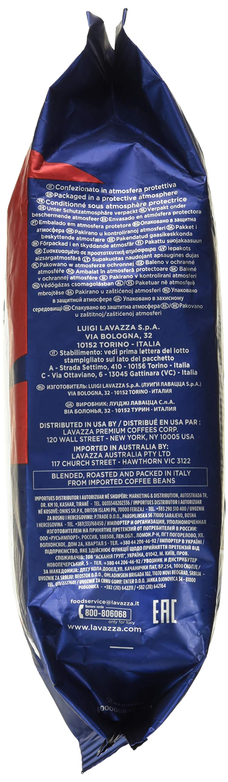 Lavazza Top Class Whole Bean Coffee Blend, Medium Espresso Roast Bag, 2.2 Pound (Pack of 1), Authentic Italian, Blended and roasted in Italy, Full bodied with smooth and balanced flavor