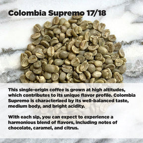 10lbs - Unroasted Green Coffee Beans - Colombia Supremo 17/18 - Green Coffee Beans For Roasting - Martini Coffee Roasters