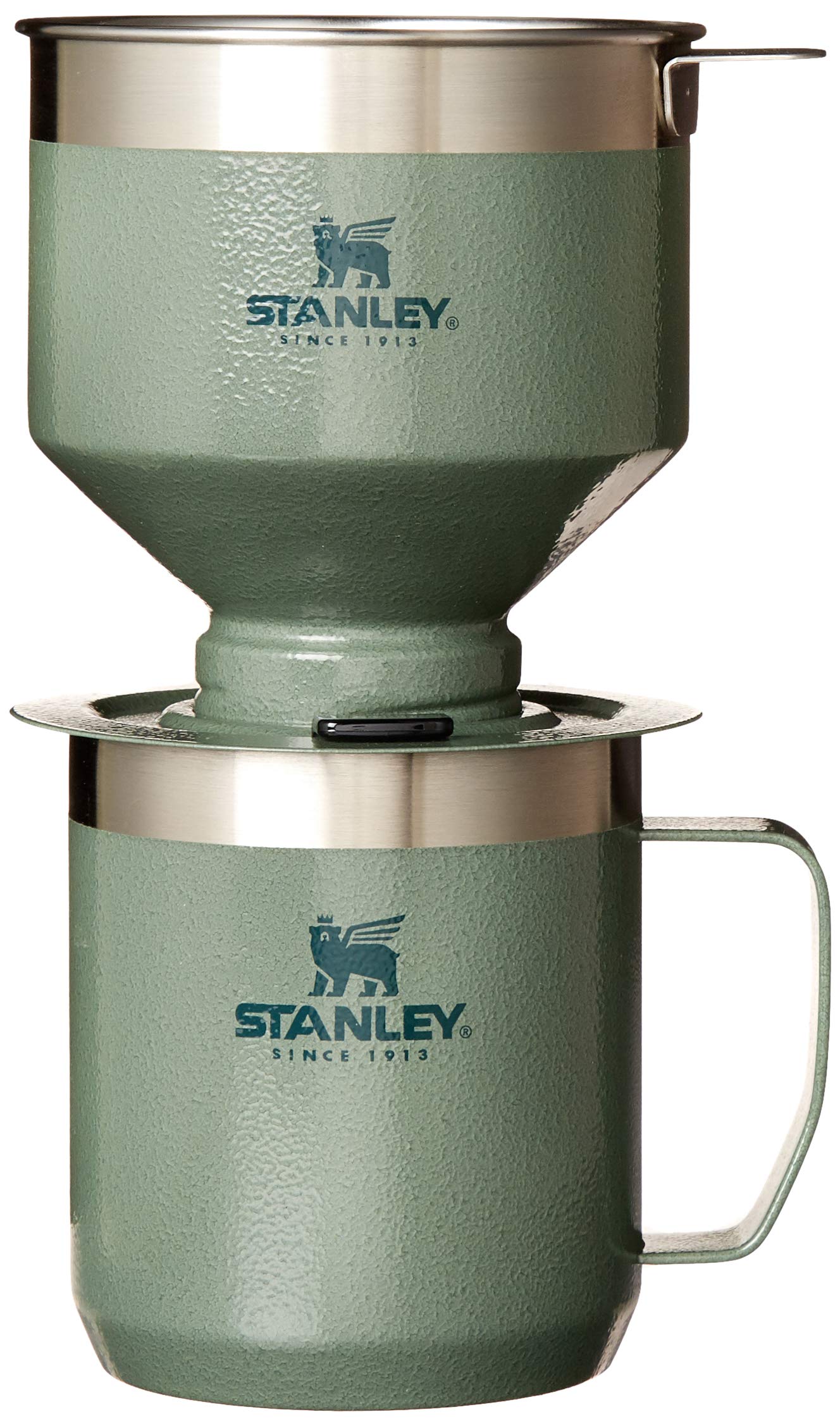 Stanley Perfect Brew Pour Over Set mit Campingbecher – wiederverwendbarer Filter – BPA-frei – leicht zu reinigende Kaffeemaschine aus Edelstahl – Hammertone Green