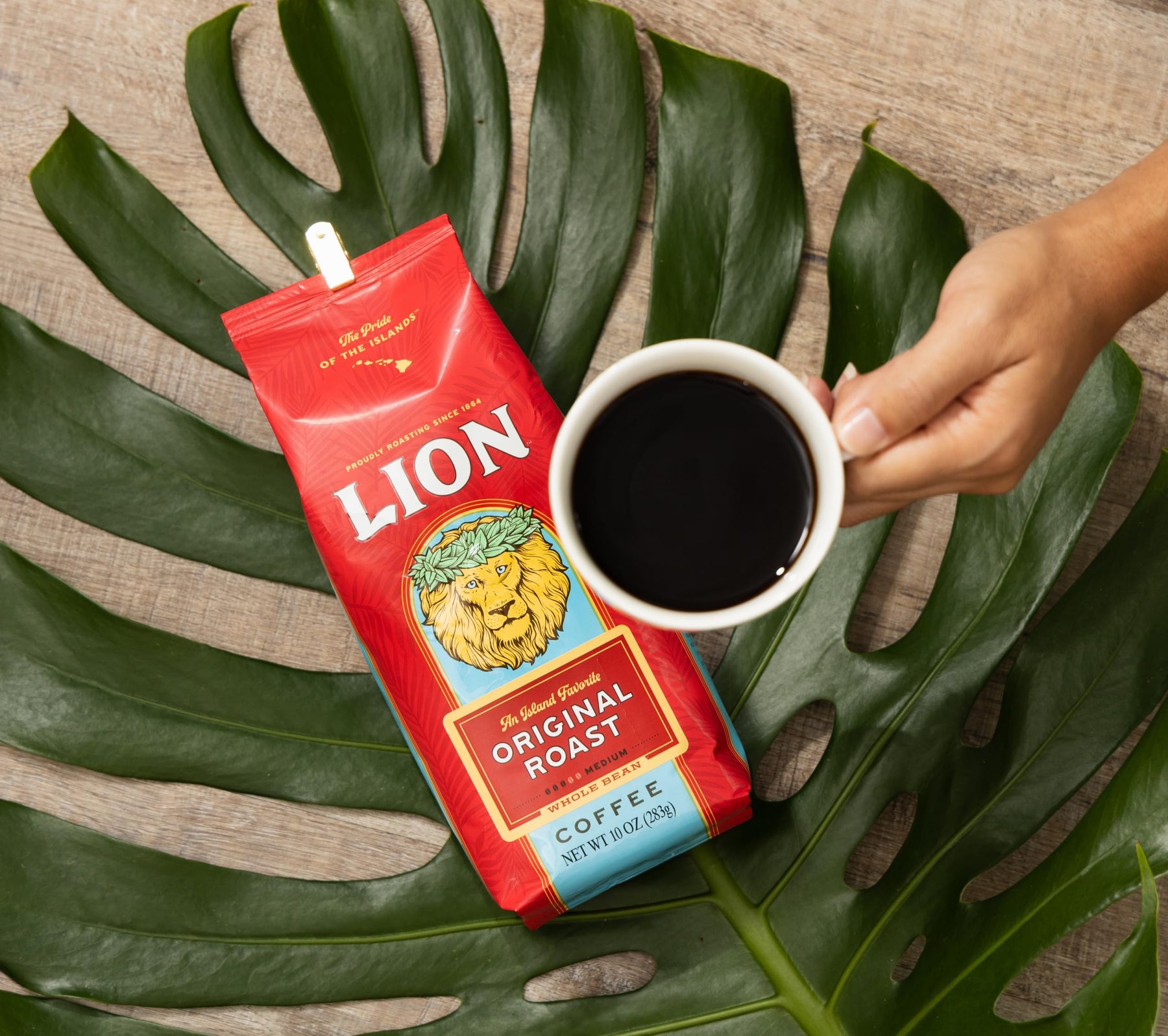 Lion Coffee Classic Original Whole Bean Coffee, Medium Roast, A Taste of Aloha - 10 Ounce Bag