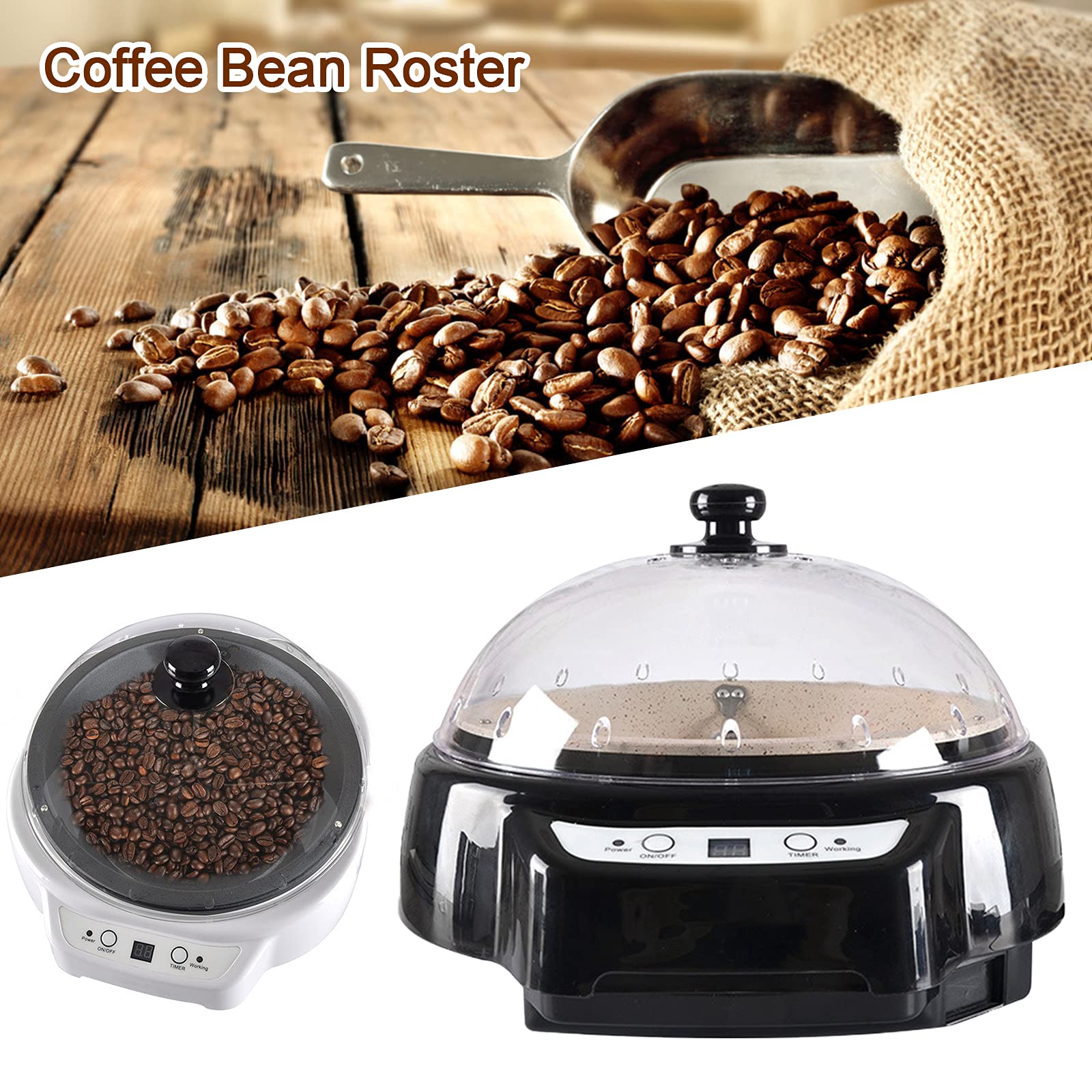 Unnsiapit Coffee Bean Roaster, 500W Electric Coffee Roaster Machine Commercial Bean Roasting Machine Coffee Maker Grinder for Nut Bean Soybean Home, 350g/0.77lbs, Time Control