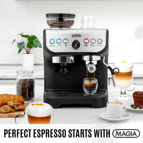 Zulay Kitchen Magia Manuelle Espressomaschine mit Mahlwerk und Milchaufschäumer – 15 Bar Druckpumpe, Cappuccinomaschine – Latte-Maschine – &amp; extragroßer abnehmbarer 2-Liter-Wassertank