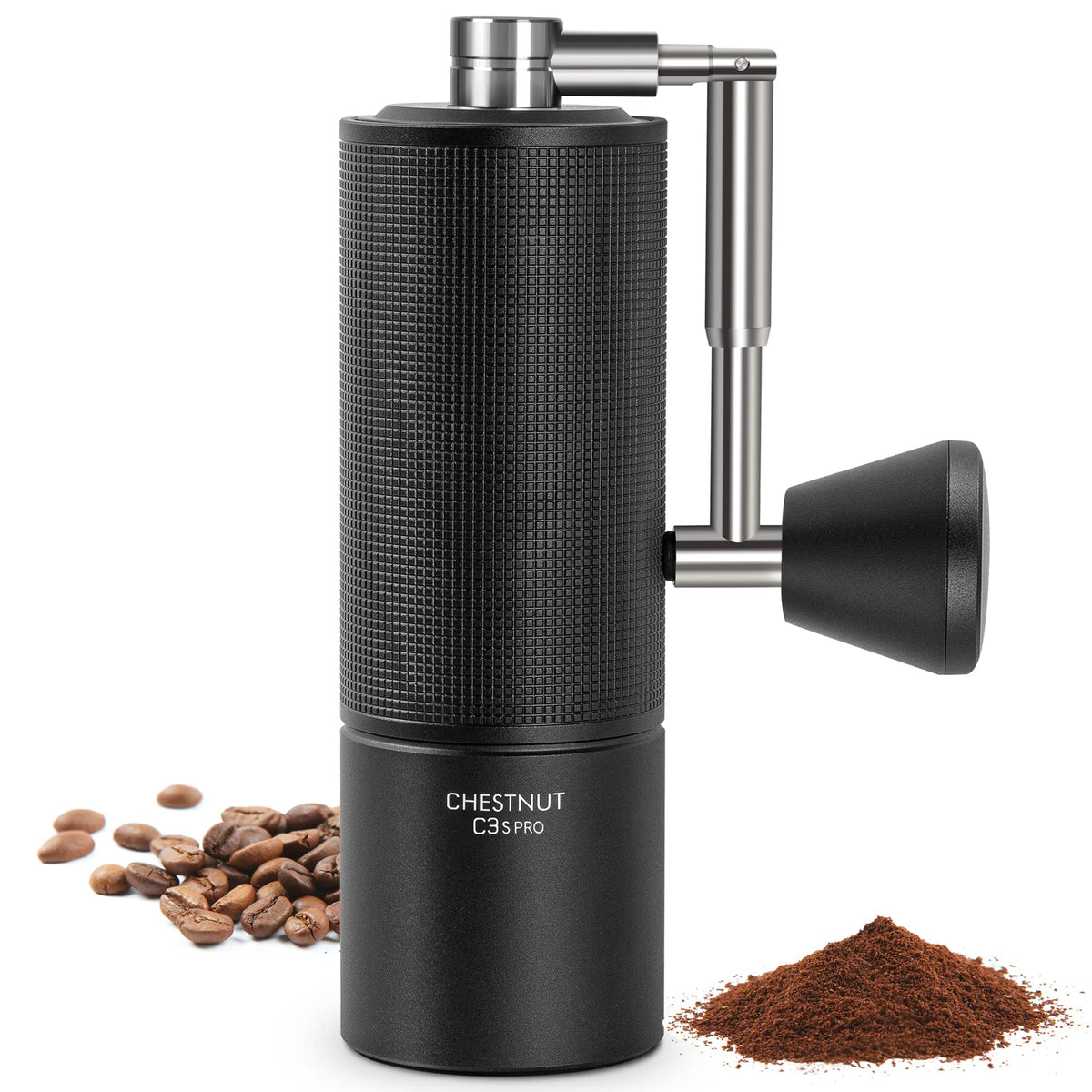 TIMEMORE Chestnut C3S PRO Manual Coffee Grinder, Stainless Steel S2C Conical Burr Coffee Grinder, Hand Coffee Grinder with Foldable Handle, Adjustable Grind Setting for Espresso to French Press, Black