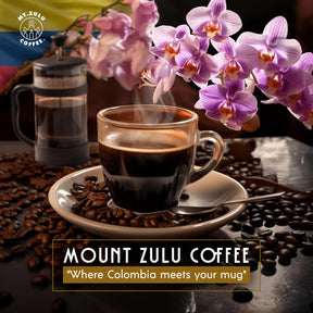 Mt. Zulu Colombian Supremo Kaffeebohnen – mittlere Röstung, 100 % Arabica, Gourmet-Qualität, 83,5 Tassen Punkte, ausgewogen und mild, frisch geröstet im Februar 2025, 12 oz Beutel