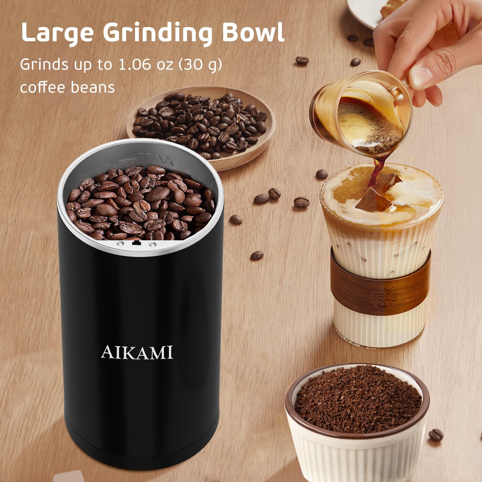 Coffee Grinder, Electric Coffee Grinder for Beans, Spices and More, Instant Coffee Beans Grinder for Home Use, Stainless Steel Blades Coffee Mill