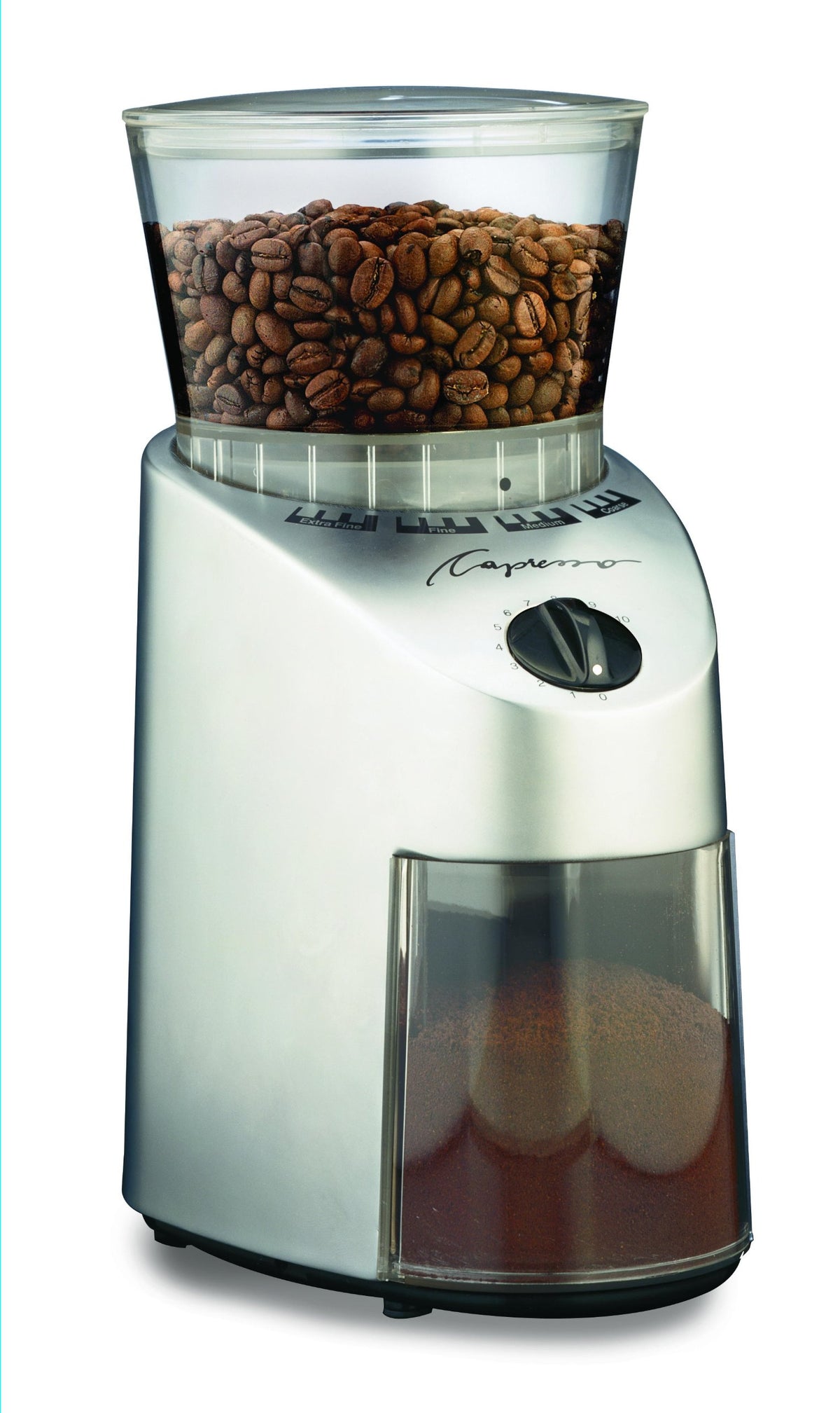 Capresso 560Infinity Conical Burr Grinder, Brushed Silver, 8.5-Ounce