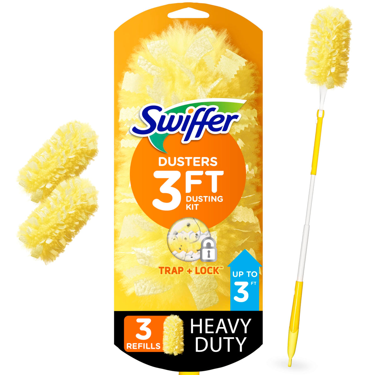 Swiffer Duster Heavy Duty Starter Kit mit ausziehbarem Griff, 91 cm, mit 3 Nachfüllpackungen