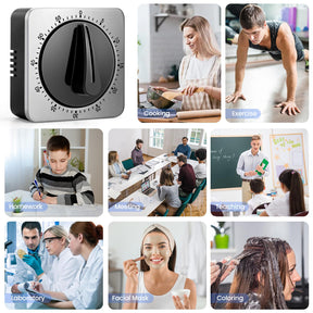 Kitchen Timers for Cooking, Chef Cooking Timer Clock with Loud Alarm,100% Mechanical Desk Timer - No Batteries Required - Magnetic Backing, Exquisite Stainless Steel Body - Countdown Reminder Magnetic