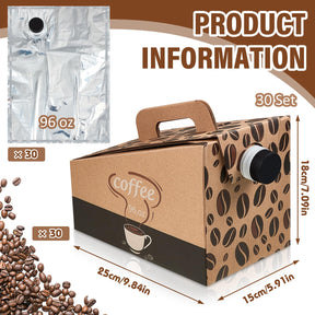 Dandat Coffee-to-go-Behälter, 20er-Pack – 96 oz dicke, isolierte Kaffeebox aus Hartfaserplatte, Einweg-Getränkespender mit Griff und Deckel für heiße und kalte Großgetränke, tragbare Catering-Server