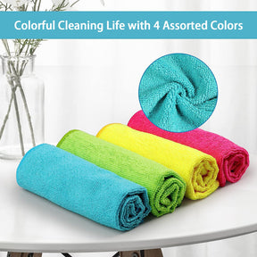 HOMEXCEL Microfiber Cleaning Cloth,12 Pack Cleaning Rag,Cleaning Towels with 4 Color Assorted,11.5"X11.5"(Green/Blue/Yellow/Pink)