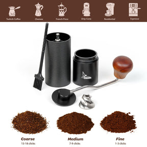 Manuelle Kaffeemühle, Handkurbel-Kaffeemühle für Espresso, French Press und Pour Over, tragbare Kaffeemühle für Camping und Reisen