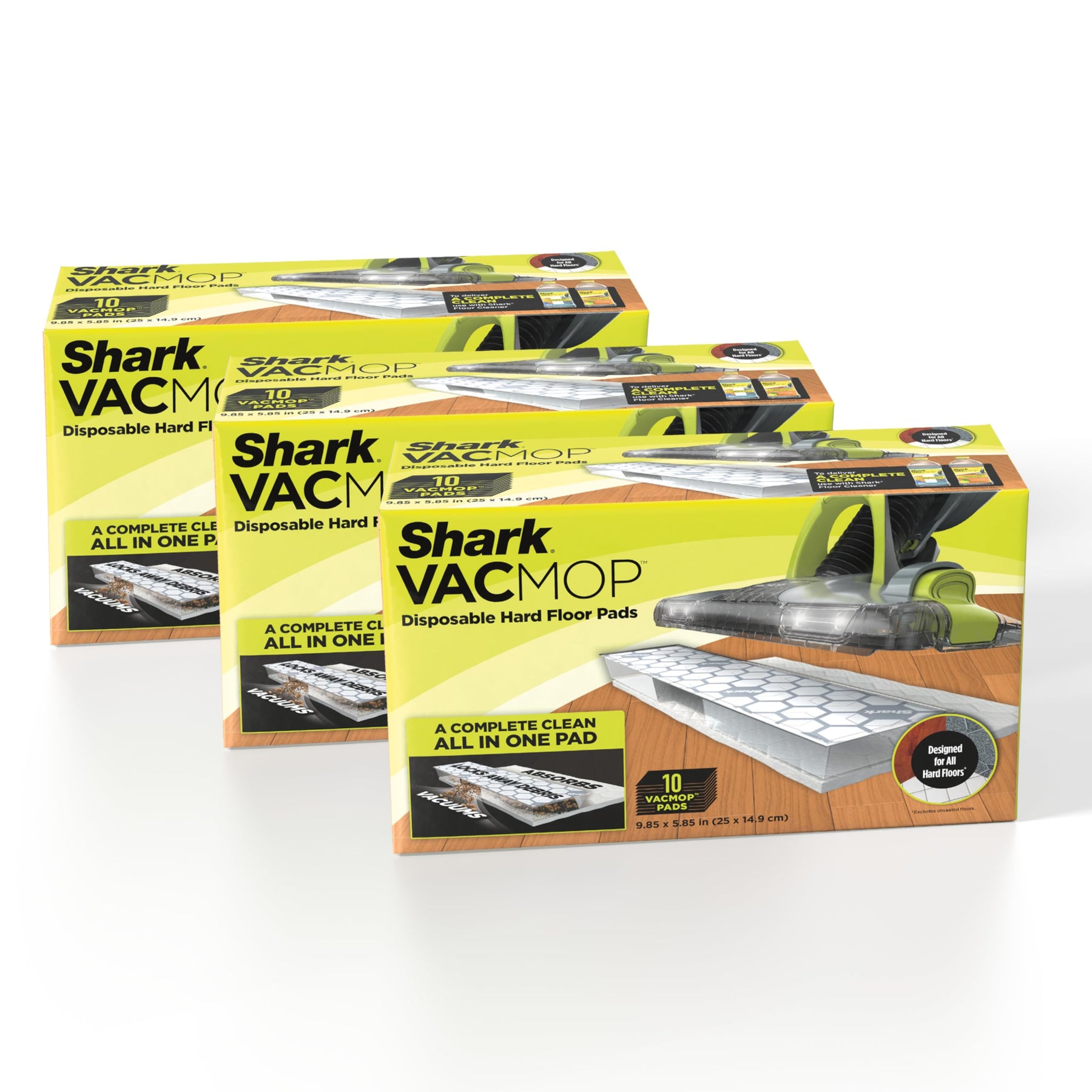 Shark VACMOP Disposable Hard Floor Pad Refills, Compatible with VM252 & VM180, No-touch Disposal, For use on ALL Sealed Floors - Stone, Hardwood, Laminate & Tile, (Pack of 3, 30 Count Total), VMP30