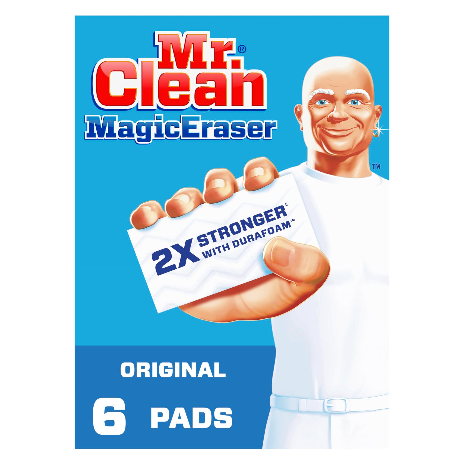 Mr. Clean Magic Eraser Original Cleaning Pads, Multi Purpose Cleaner, Bathroom Cleaning Supplies, All Purpose Cleaner, White, 6 Count