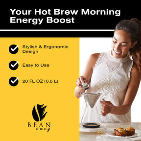 Bean Envy Pour Over-Kaffeemaschine – Karaffe aus Borosilikatglas für 5 Tassen – papierloser Filter/Tropfer aus rostfreiem Edelstahl – Inklusive individueller Silikonhülle