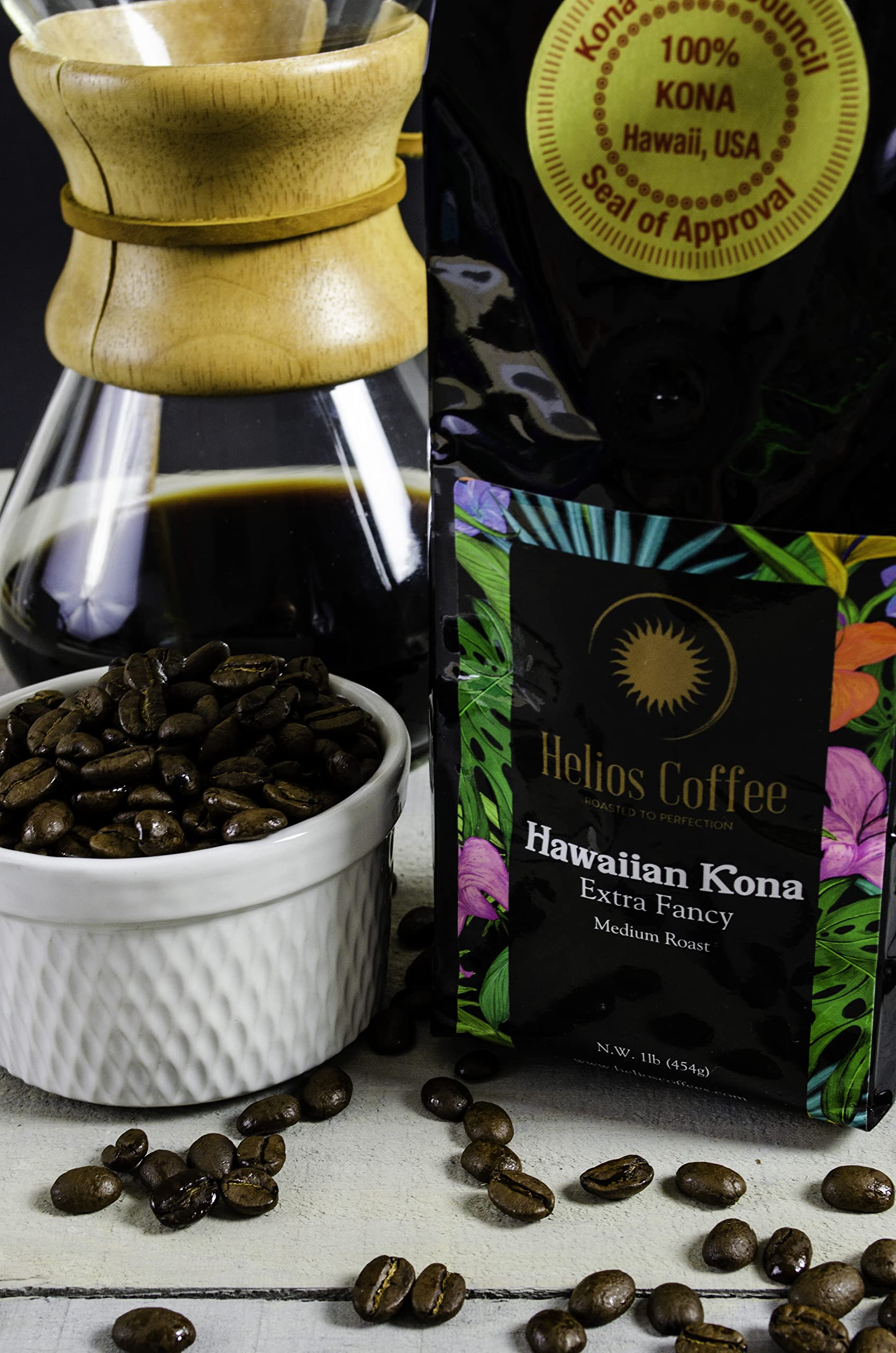 100% Hawaiian Kona Coffee, Extra Fancy - Whole Bean - 1lb.