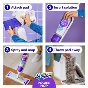 Swiffer PowerMop Multi-Surface Mop Kit for Floor Cleaning, Includes PowerMop, 2 Mopping Pad Refills, 1 Cleaning Solution with Fresh Scent and 2 Batteries