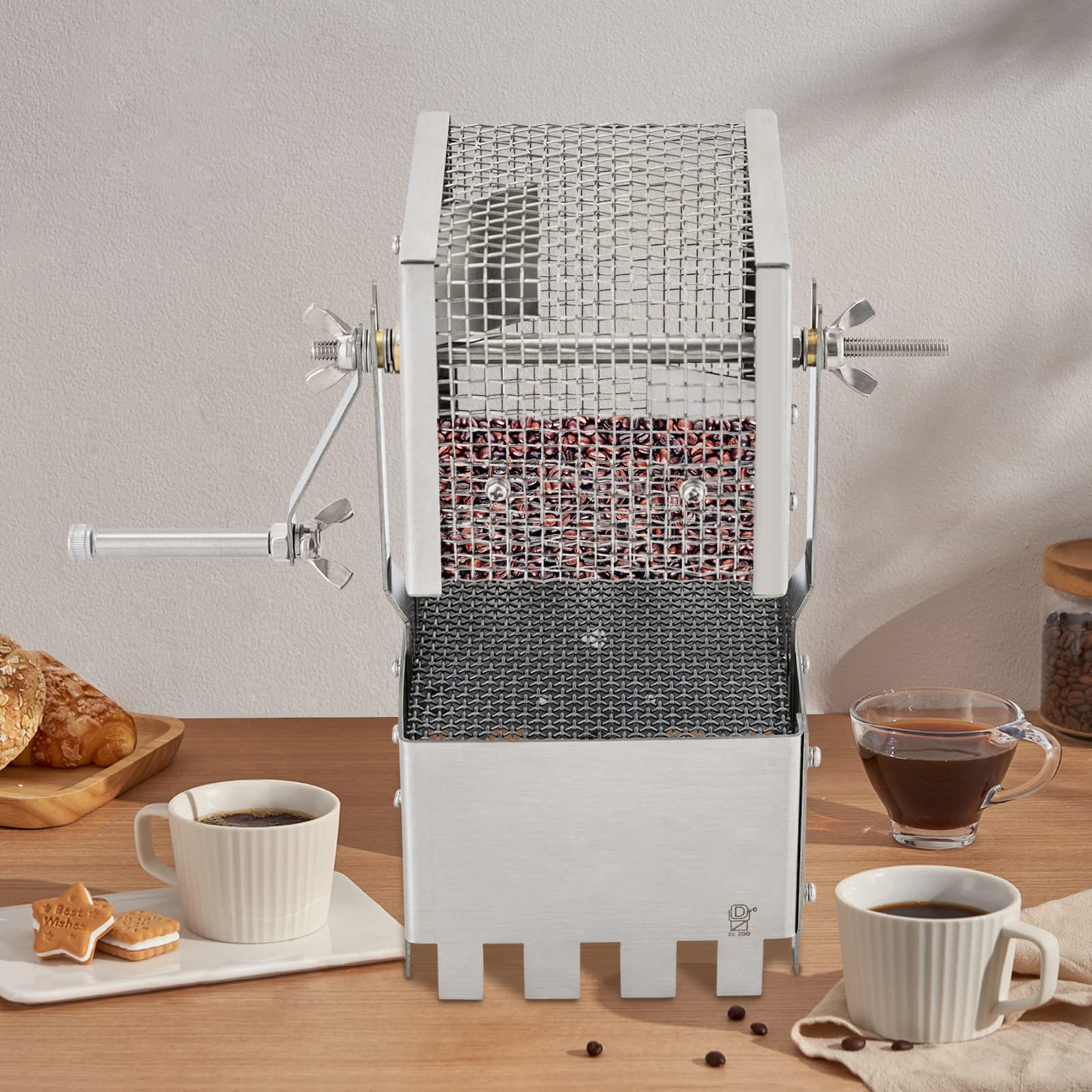 LYNICESHOP Manueller Kaffeebohnenröster, Kaffeeröster Kaffeeröster Home Kaffeebohnenröster Manueller Kaffeeröster Manuelle Kaffeeröstmaschine mit Griff für den Heimgebrauch Maschine