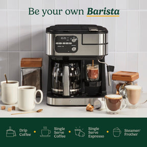 Cuisinart Kaffeemaschine, Coffee Center Barista Bar 4-in-1-Kaffeemaschine, Einzelportionskaffee, kompatibel mit Espresso- und Nespresso-Kapseln, 12-Tassen-Karaffe, schwarz, SS-4N1