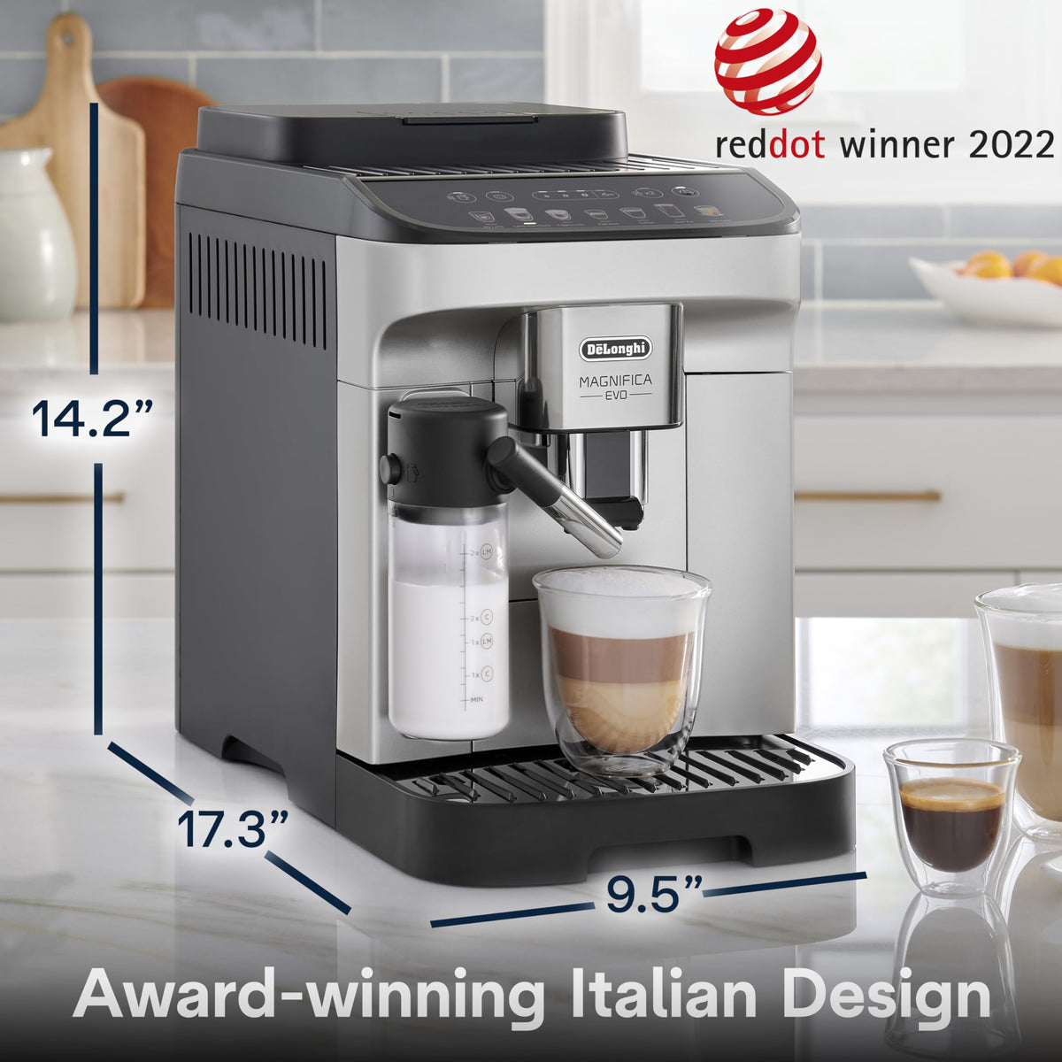 De'Longhi Magnifica Evo 自動エスプレッソ&amp;コーヒーマシン、ラテ、カプチーノ、アイスコーヒー用自動ミルク泡立て器付き、内蔵グラインダー、ECAM29084SB