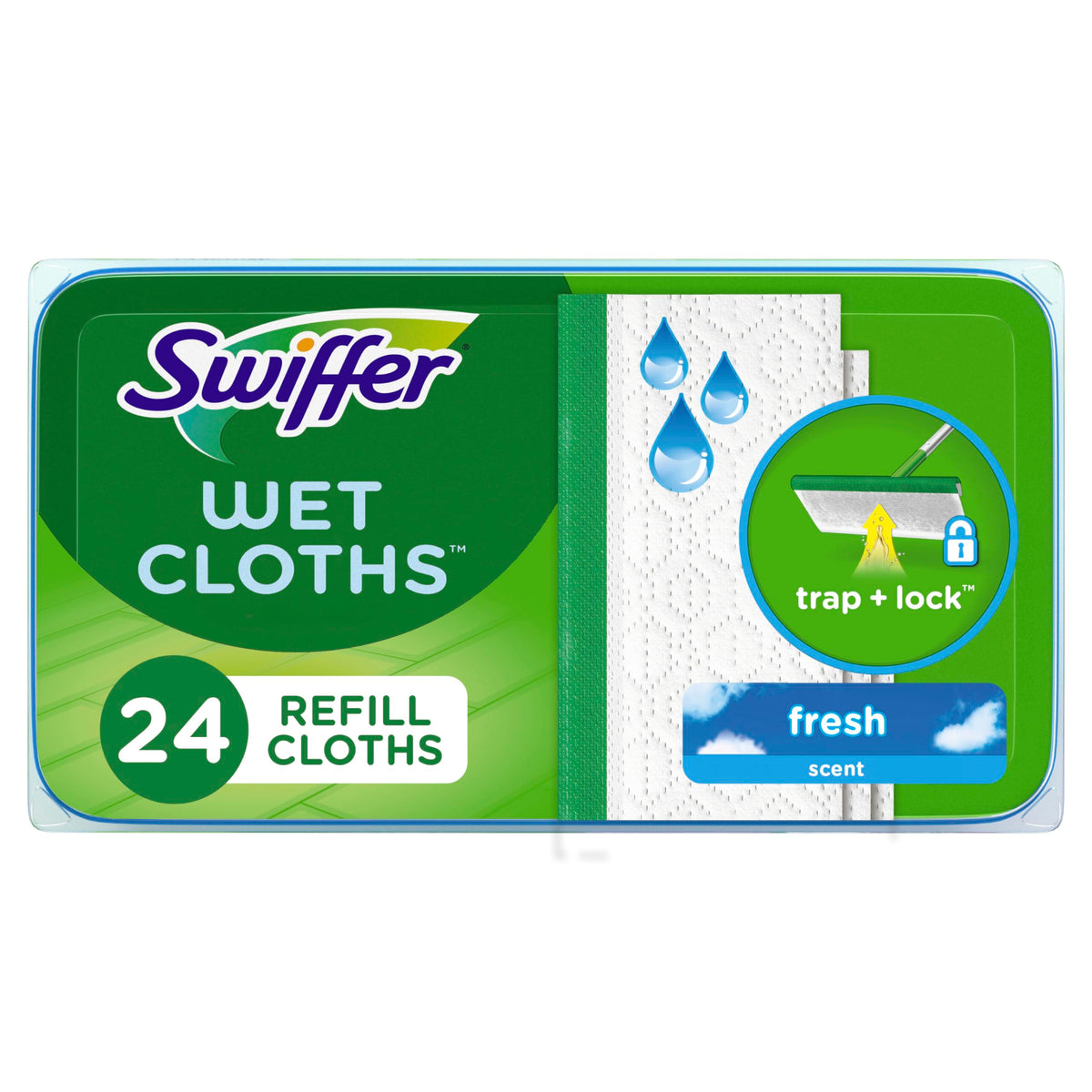 Swiffer Sweeper Wet Mopping Cloths, Mops for Floor Cleaning, Open-Window Fresh, 24 Count