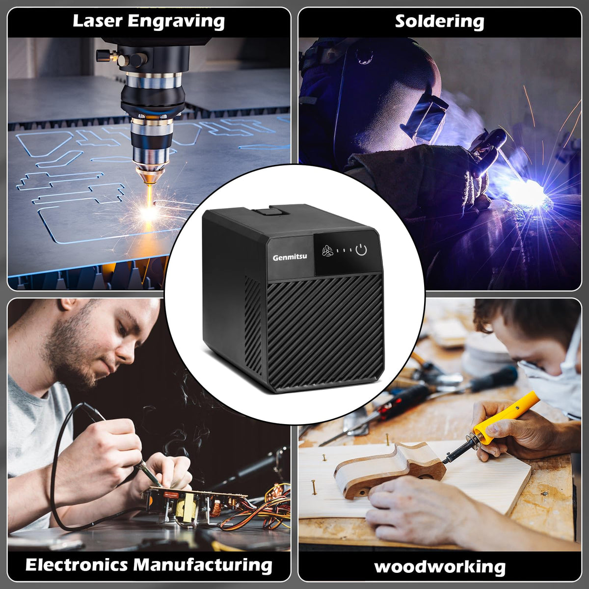 Genmitsu Smoke Purifier for Kiosk Laser Engraver, Portable Fume Extractor with Five-Layer Filtration, Adjustable 3-speed Control, Air Purifier for Laser Engravers, Soldering Stations, Welding Tools