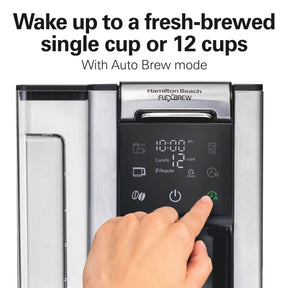 Hamilton Beach FlexBrew Advanced 5-in-1, programmierbare Filterkaffeemaschine für 12 Tassen und Einzelportionen für Heiß- und Eiskaffee mit beweglichem 60-oz-Wasserbehälter, Verwendung von Padpackungen und Kaffeesatz, schnelles Brühen, schwarz (49924)