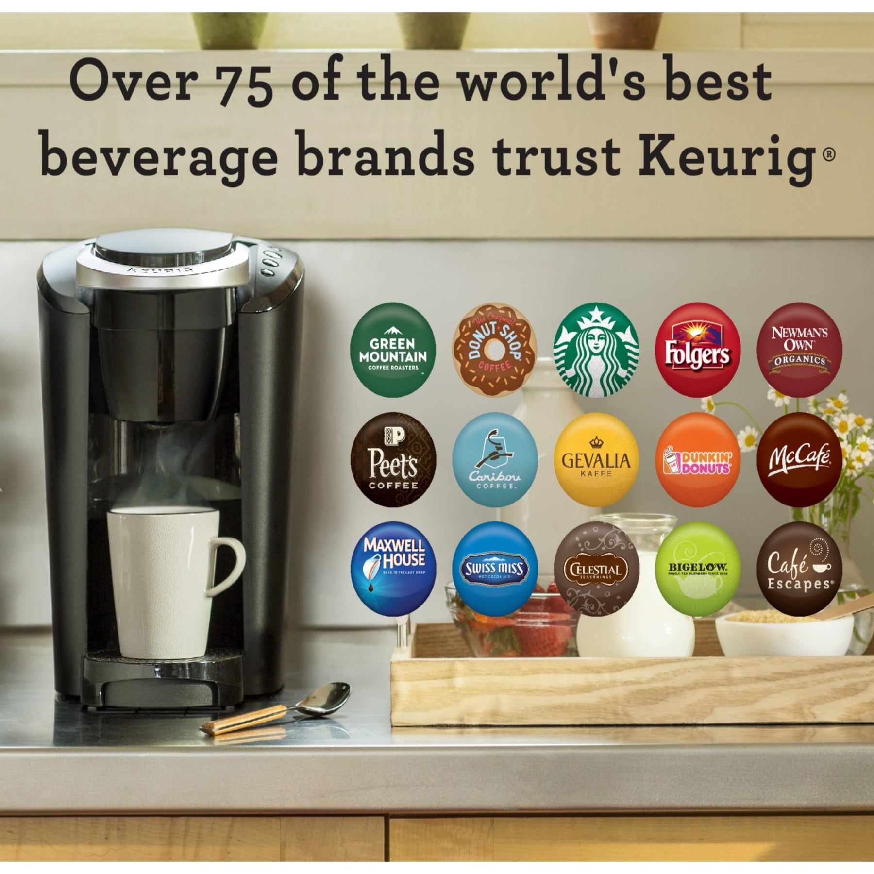 Keurig K-Compact Single-Serve K-Cup Pod Coffee Maker, with 3 Brew Sizes, Smart Start Feature, 36oz Removable Reservoir, Black