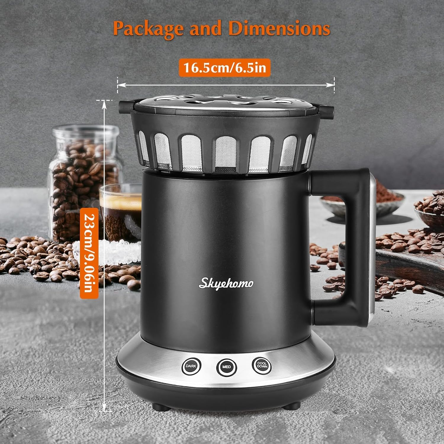 HOMOKUS Coffee Roaster Machine for Home Use - Two Baking Modes (Med and Dark) - One-Touch Control - Cooling Mode Included