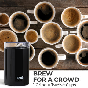 Kaffe One-Touch Coffee Grinder Electric w/Cleaning Brush (3 oz) - Coffee Grinders for Home Use - Up to 12 Cups of Coffee per Grind - Easy On/Off Coffee Bean Grinder - Black