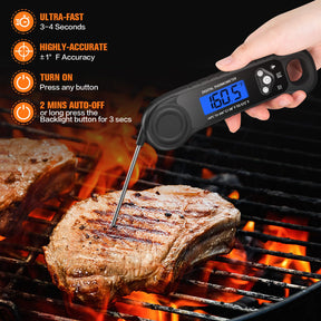 AMMZO Meat Thermometer Digital, Instant Read Food Thermometer - Waterproof w/Backlight for Cooking, Candy, Deep Fry, BBQ, Grill, Smoker and Roast, Camping & Kitchen Essentials, Gifts for Men Women