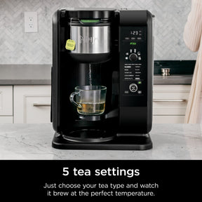 Ninja Hot and Cold Brewed System, Tea & Coffee Maker, with Auto-iQ, 6 Sizes, 5 Styles, 5 Tea Settings, 50 oz Thermal Carafe, Frother, Coffee & Tea Baskets, Dishwasher Safe Parts, Black, CP307