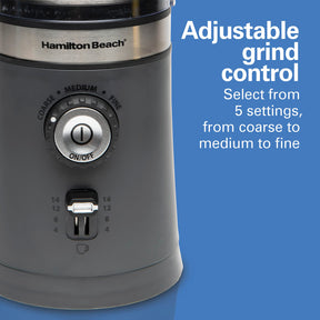 Hamilton Beach Electric Coffee Grinder for Beans, Spices and More, with Multiple Grind Settings for up to 14 Cups, Removable Stainless Steel Chamber, Grey (80396C), 10 oz