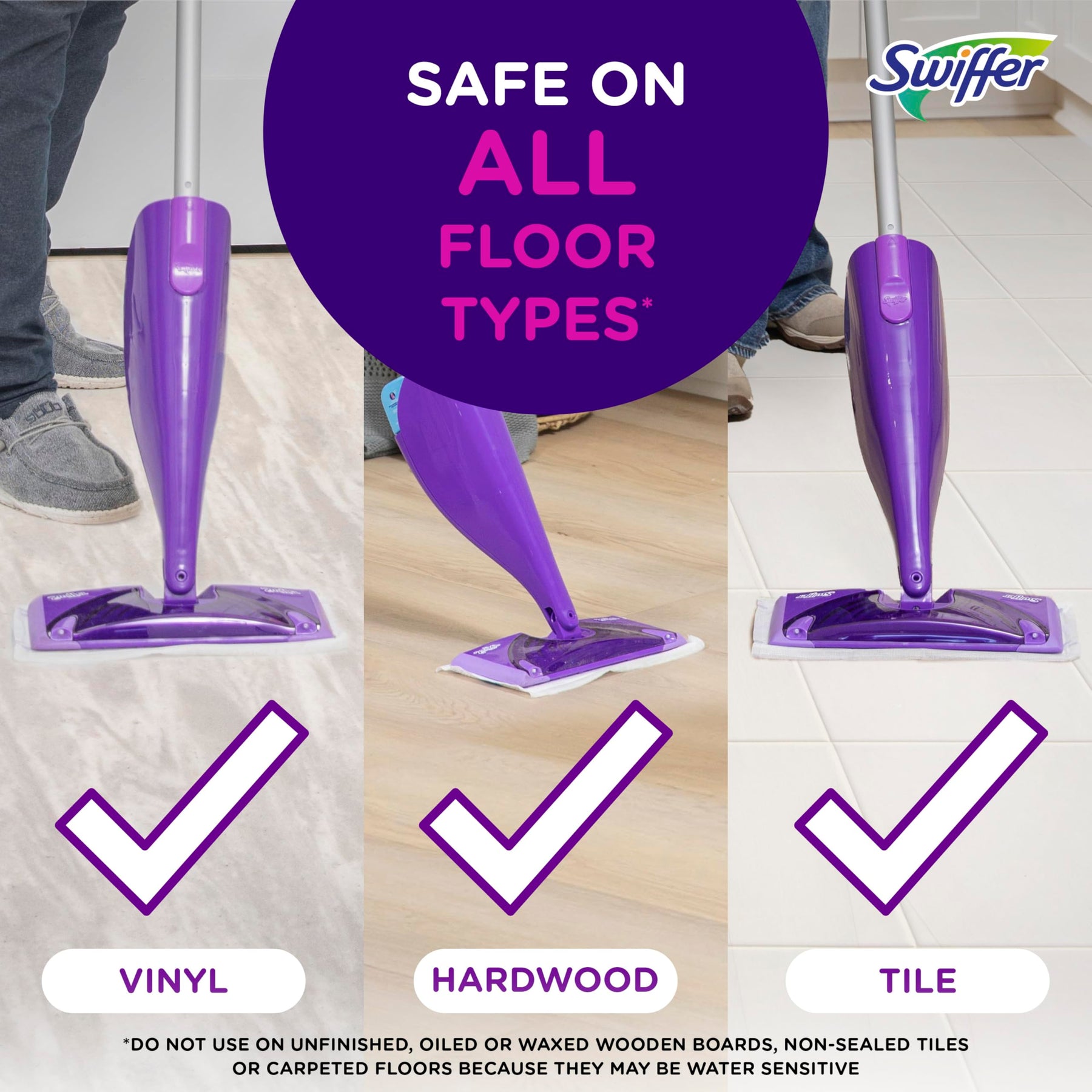 Swiffer WetJet ハードウッドおよびフロア用スプレーモップクリーナー スターターキット、内容: パワーモップ 1 台、パッド 10 枚、洗浄液、電池