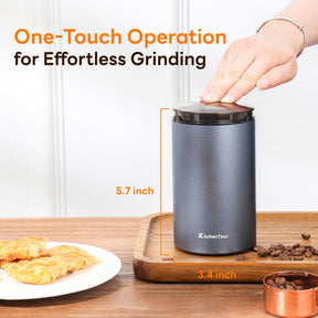 KitchenTour Electric Coffee Bean Grinder with 30g/6 Cup Capacity, Spice Grinder with 150W, Herb Grinder with 304 Stainless Steel Blades for Kitchen Home Food Nut Pour Over - Blue