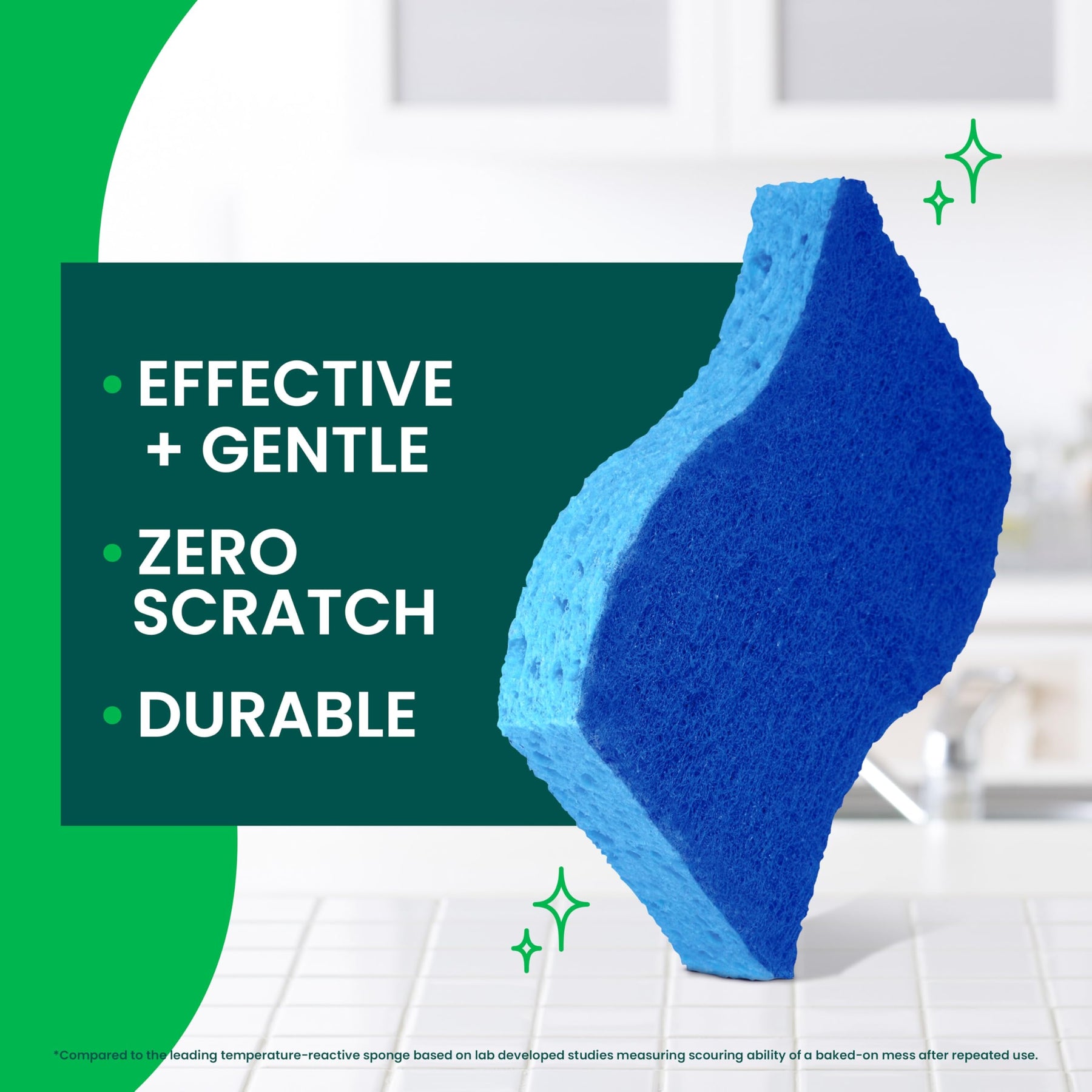 Scotch-Brite Zero Scratch Scrub Sponge, 6 Kitchen Sponges for Cleaning Around the Home, Bathroom & More, Scratch-free Dish Scrubber, Multi-surface Safe, Best for Nonstick Pots and Pans