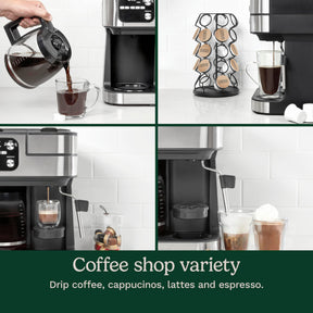 Cuisinart Kaffeemaschine, Coffee Center Barista Bar 4-in-1-Kaffeemaschine, Einzelportionskaffee, kompatibel mit Espresso- und Nespresso-Kapseln, 12-Tassen-Karaffe, schwarz, SS-4N1