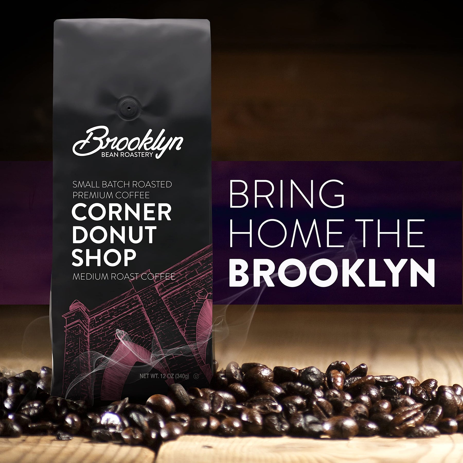 Brooklyn Beans gemahlener Kaffee in Beuteln, verschiedene Sorten, hell, mittel, dunkel geröstet und aromatisiert, verschiedene Geschenkproben, 12-oz-Packung, 72 Unzen (6er-Packung)