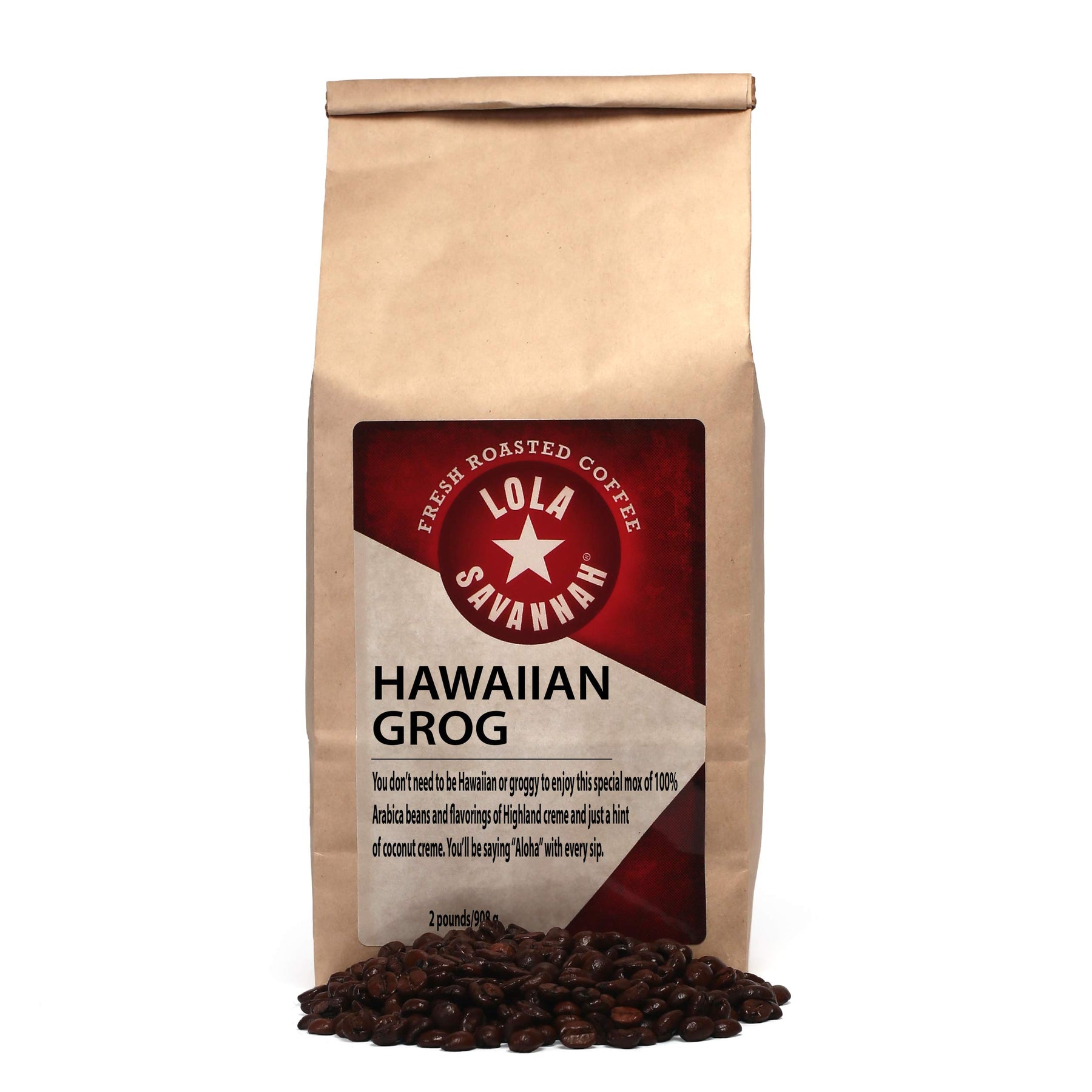 Lola Savannah Hawaiian Grog Whole Bean Caffeinated Coffee, 2lb