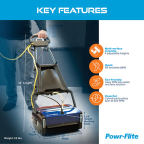 Multiwash 14-Zoll-Bodenschrubbmaschine für den gewerblichen Gebrauch von Powr-Flite, Power-Schrubber zum Reinigen einer Vielzahl von harten und weichen Bodenoberflächen, PFMW14