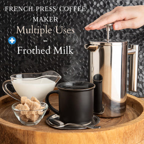 Mixpresso French Press-Kaffeemaschine aus Edelstahl, 27 oz, 800 ml, doppelwandig isolierte French Press aus Edelstahl und Teebereiter, leicht zu reinigen und leicht zu drücken, robuste, hochwertige Kaffeepresse aus Metall.