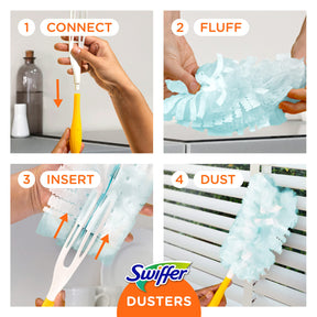 Swiffer Dusters Refill for Cleaning, Feather & Microfiber Duster Disposable Alternative, for Dusting Furniture, Blinds, Ceiling Fans, Walls, Helps Remove Allergens, Unscented, 18ct