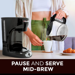 Mueller 12カップ ドリップコーヒーメーカー - ホウケイ酸ガラスカラフェ、自動オフ、再利用可能なフィルター、滴り防止、保温機能、透明な水位ウィンドウ付きコーヒーマシン、家庭やオフィスに最適