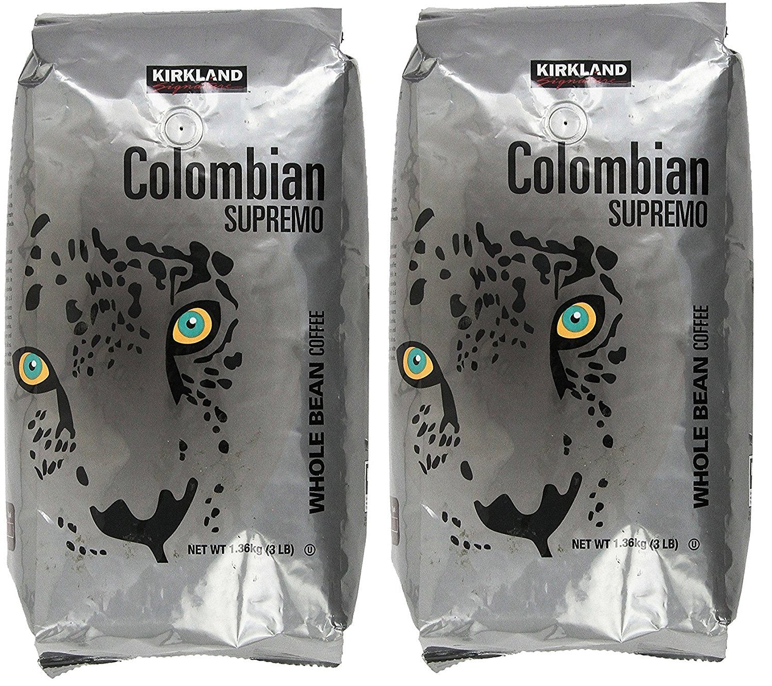 Kirkland Signature Colombian Supremo Whole Bean Coffee, 3 Pound (2 Pack)