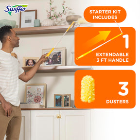 Swiffer Duster Heavy Duty Starter Kit mit ausziehbarem Griff, 91 cm, mit 3 Nachfüllpackungen