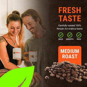 Rockbern Mt Kenya AA 88+ Kaffeebohnen – mittelstark geröstete kenianische AA-Arabica-Mischung, ganze Bohnen, 250 g – Rainforest Alliance-zertifiziert