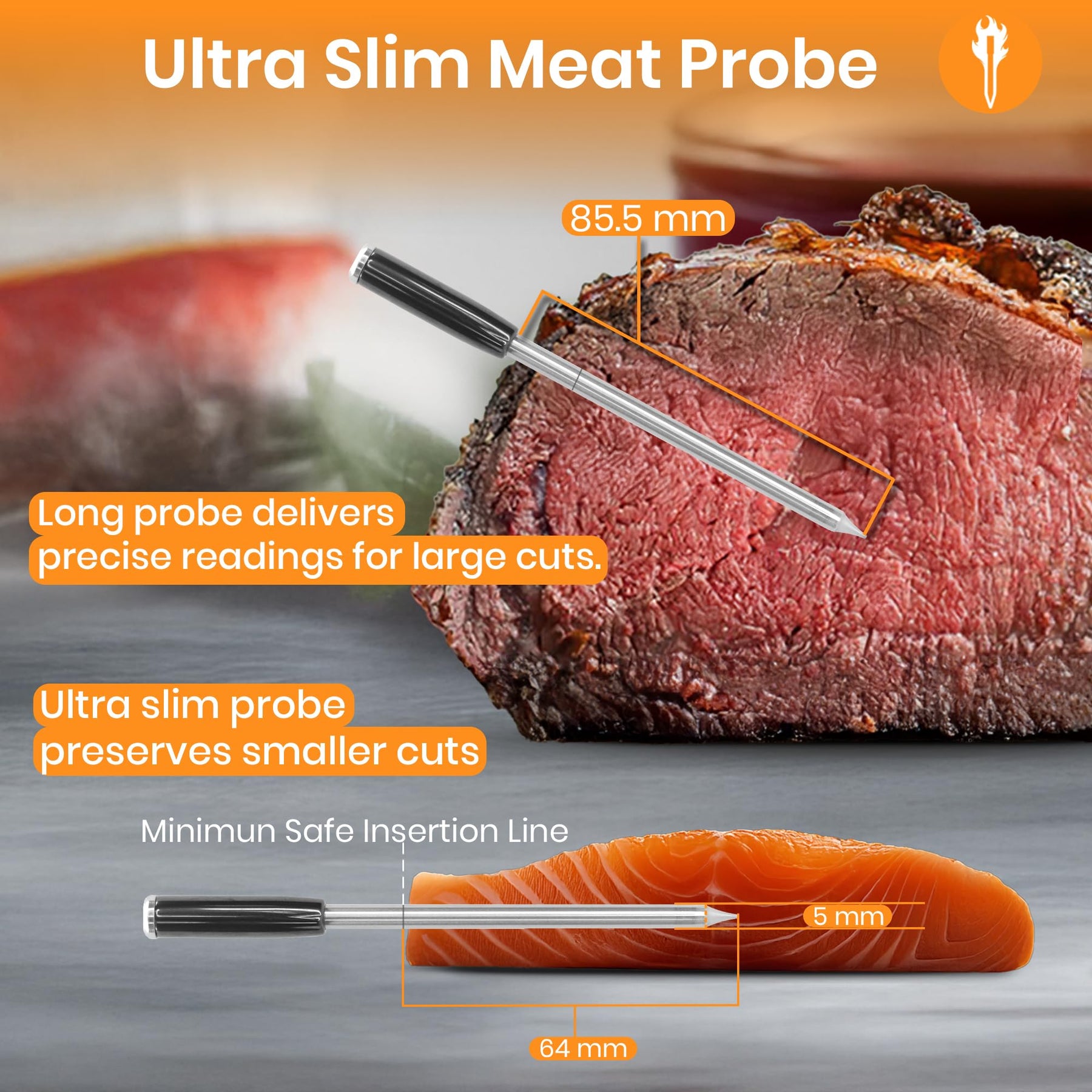 MeatStick V Wireless Meat Thermometer, 1200°F Heat Resistance, Unlimited Range WiFi & Bluetooth, Digital Probe for Grilling, Smoking, Sous Vide, BBQ, Air Fryer, Oven, Smoker, Kitchen Cooking