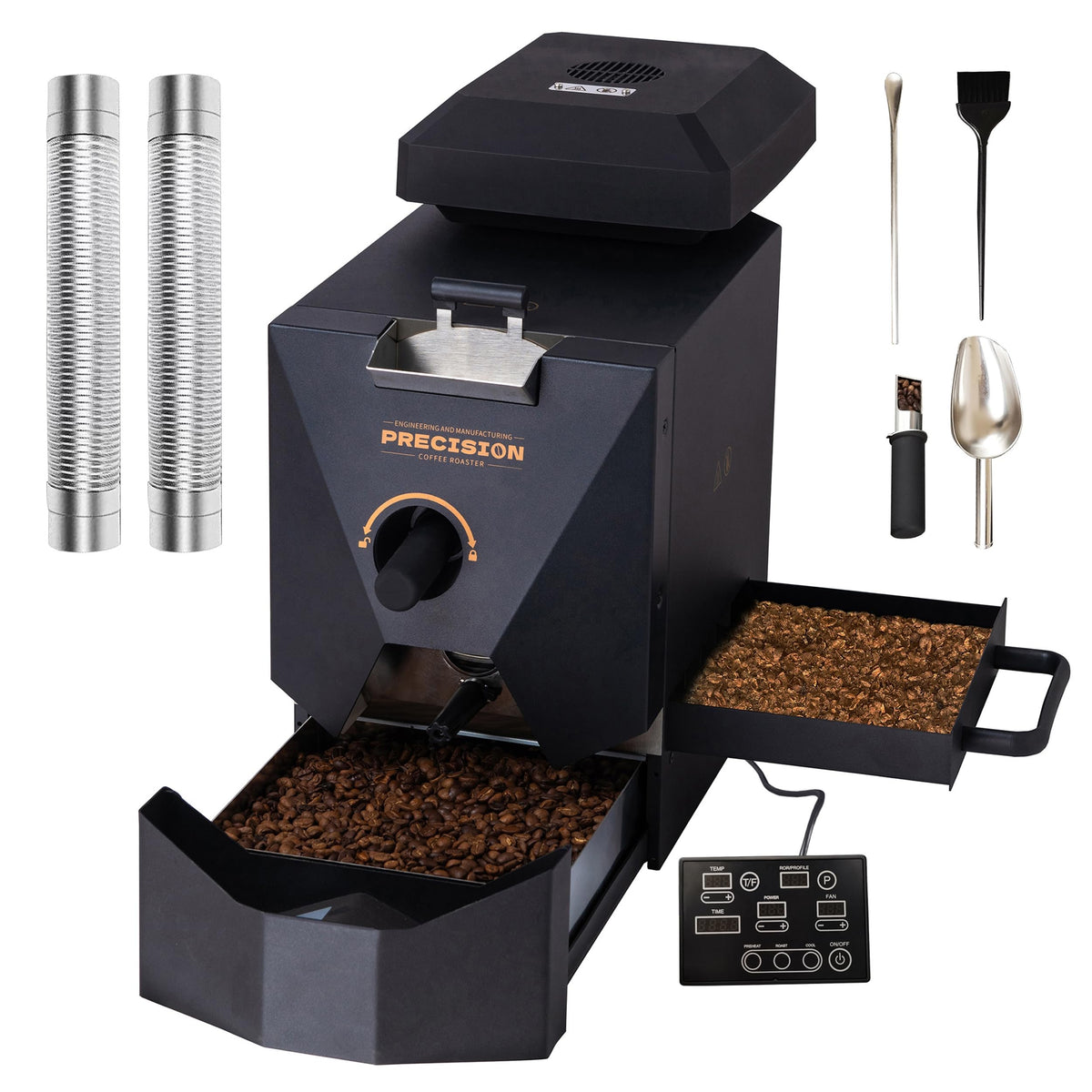 1Pound Electric Coffee Roaster, Automatic Roasting And Easy Operation, With A Smoke Filter, 2 Chimney Tube, And Chaff Collector.